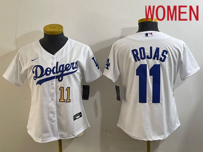 Women Los Angeles Dodgers #11 Rojas White Game 2024 Nike MLB Jersey style 6